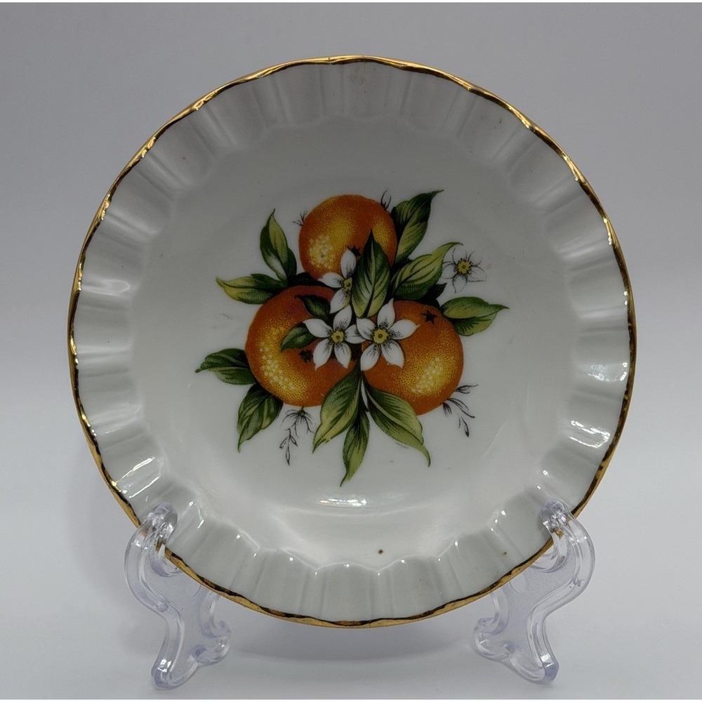 Vintage Trinket Dish Ashtray Florida Oranges Bavarian Schumann German Porcelain